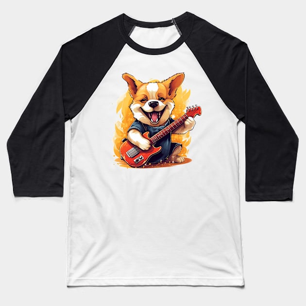 corgi Baseball T-Shirt by piratesnow